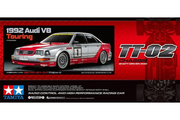 58699 | Tamiya 1/10 TT02 1992 Audi V8 Touring Electric On Road RC Car Kit