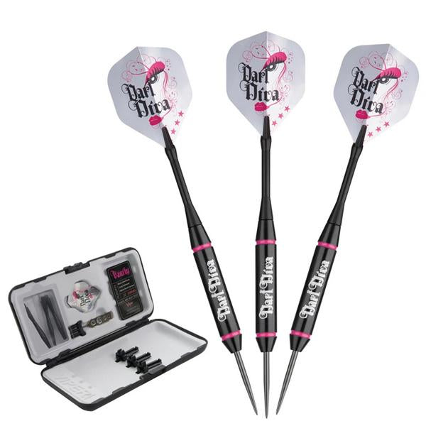 Set of 3 black and pink Diva 22 grams darts with case