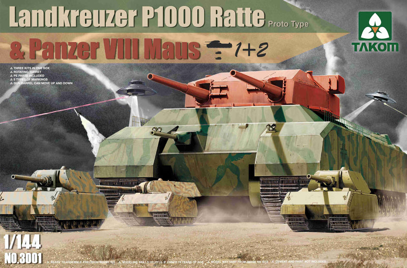 Takom 1/144 Landkreuzer P1000 Ratte & Panzer VIII Maus