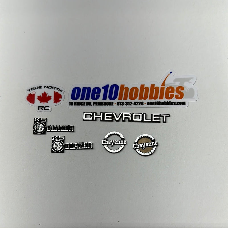 1/10 Scale Badge Kit for Chevrolet K5 Blazer Cheyenne by True North Rc