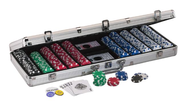 Suitcase of 500 regular poker chips