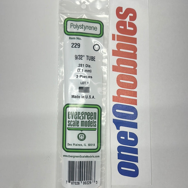 229 Tube .281" x 14" White  POLYSTYRENE TUBES . 9/32 (3PK)