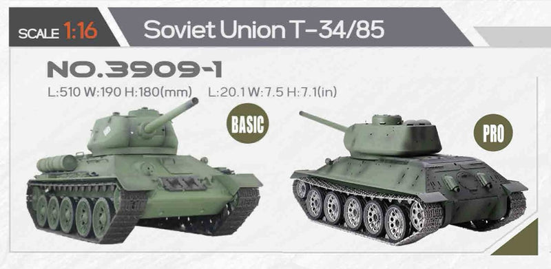 T34/85 Russian Heng Long 1/16 V7.0 II IR/BB 3909-1