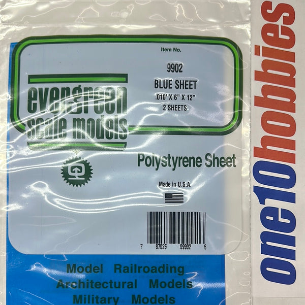 9902 Blue Sheet .010” thick Transparent Polystyrene Sheet. 6x12” (2)