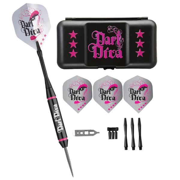 Set of 3 black and pink Diva 22 grams darts with case