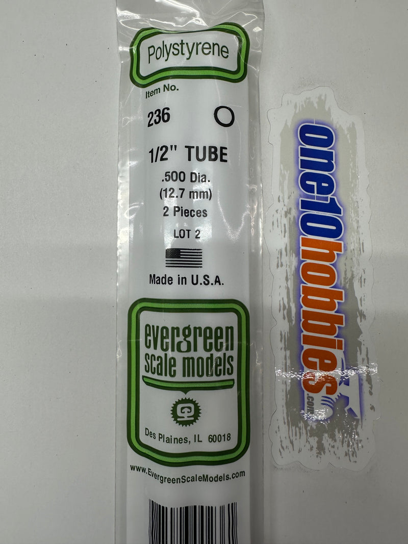 236 Tube .500” x 14" white  POLYSTYRENE TUBES .500" 1/2 2PK