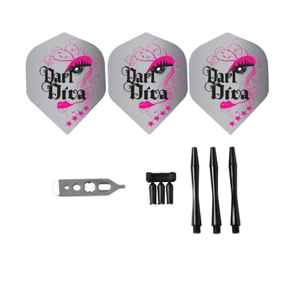 Set of 3 black and pink Diva 22 grams darts with case