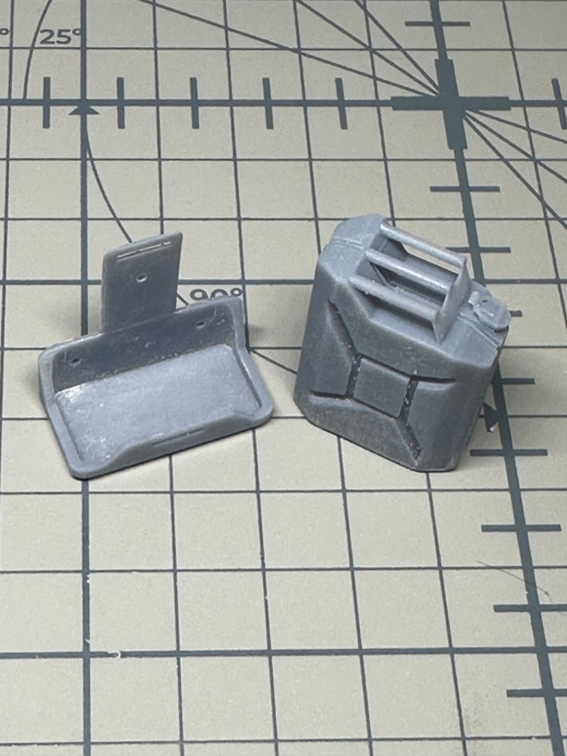 1/16 scale Allied Jerry Can with Vehical mount. Printed by The Veteran Modeler.