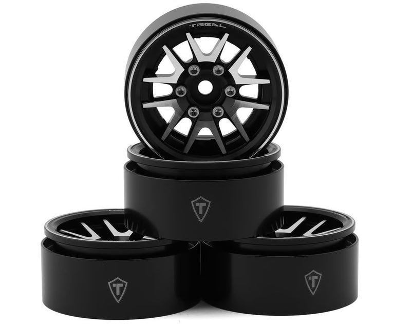 Treal Hobby Type L 1.9" V-Spoke Beadlock Wheels (Black/Silver) (4)