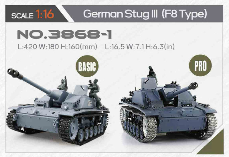 German Stug 3 b16 Heng Long 1/16 Tank 3868-1 Type F8