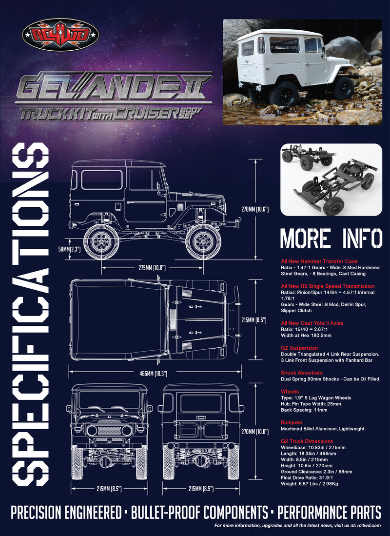 RC4WD Gelande II 1/10 Scale Truck Kit w/Cruiser Body Set RC4ZK0051
