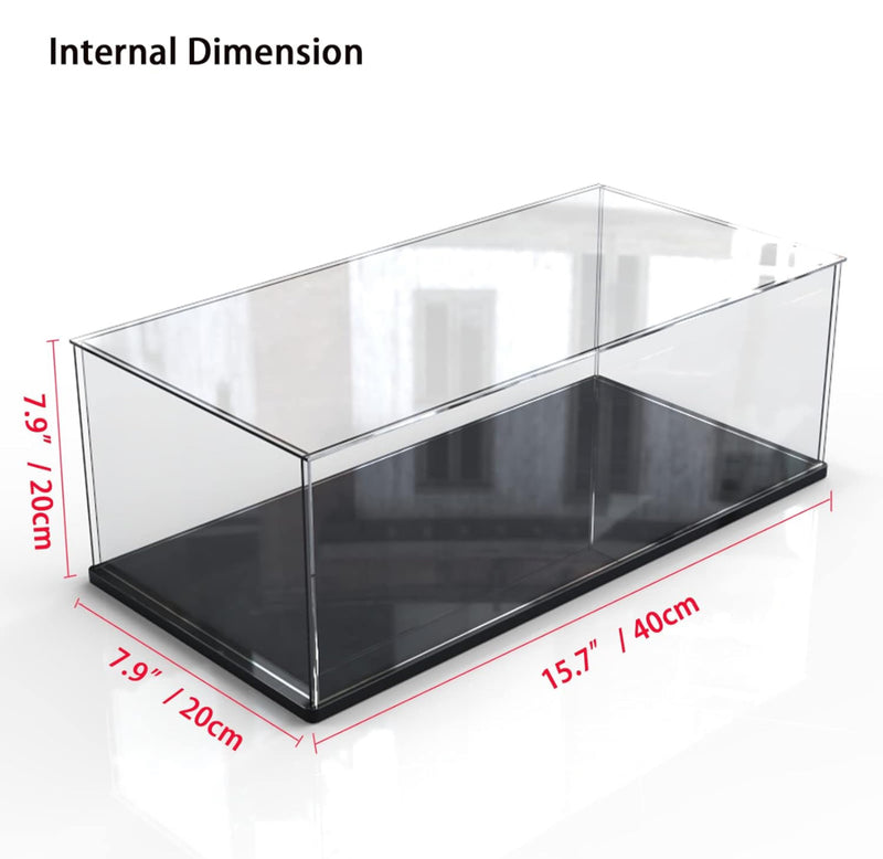 Clear Acrylic Display Case with Wood-Plastic Base for Lego 10295 Collectibles Transparent Box Protection for Figures Toys, Black 40x20x20cm