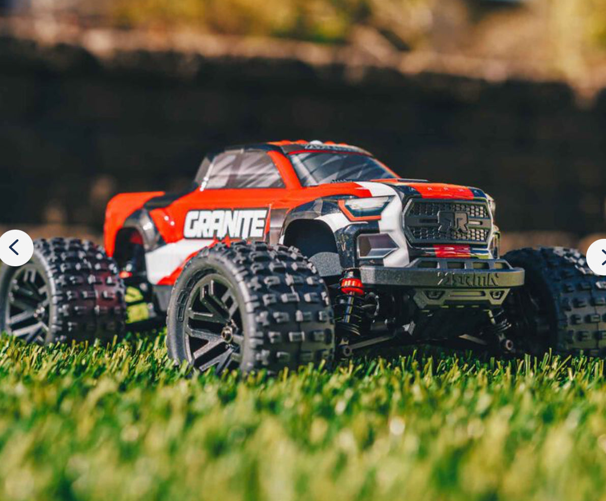 Arrma 1/18 GRANITE GROM MEGA 380 Brushed 4X4 Monster Truck RTR with Battery & Charger, Red