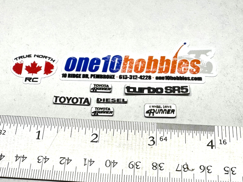 Toyota 4 runner SR5 badge kit 1/10 scale kit.  By True North Rc