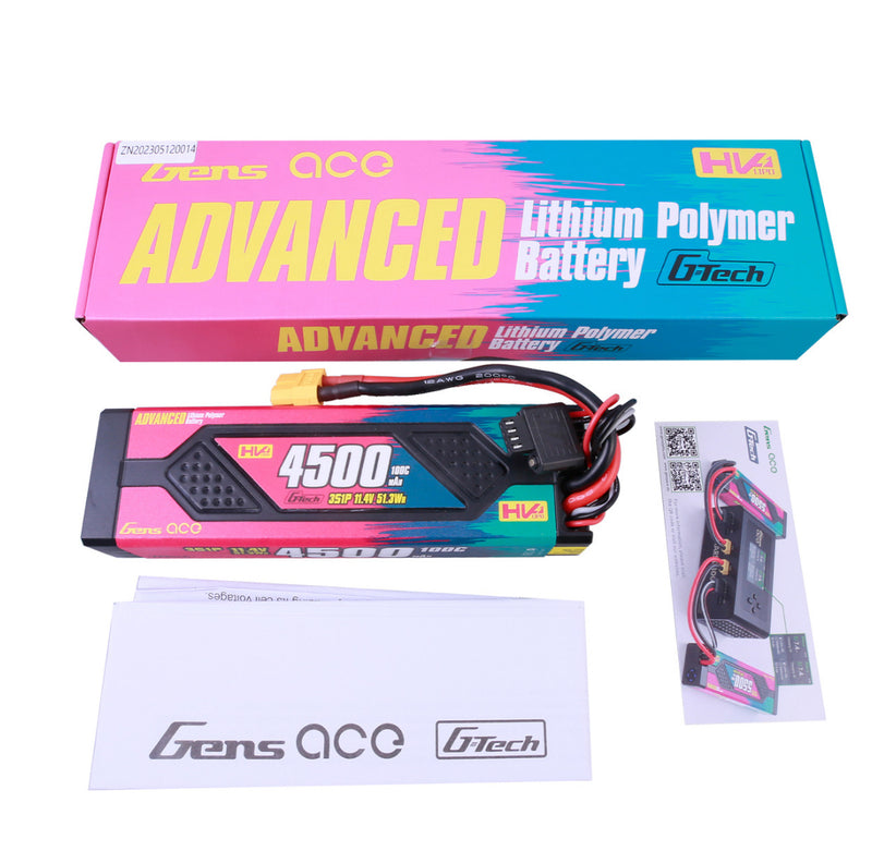 Gens Ace - 1743 - G-Tech Advanced 4500mAh 11.4V 100C 3S1P HardCase LiPo Battery Pack With XT60 Plug