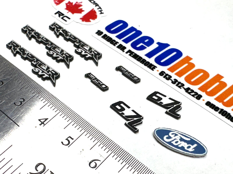 1/10 Scale Badge Kit for Ford Raptor SVT 6.7L f150 by True North Rc