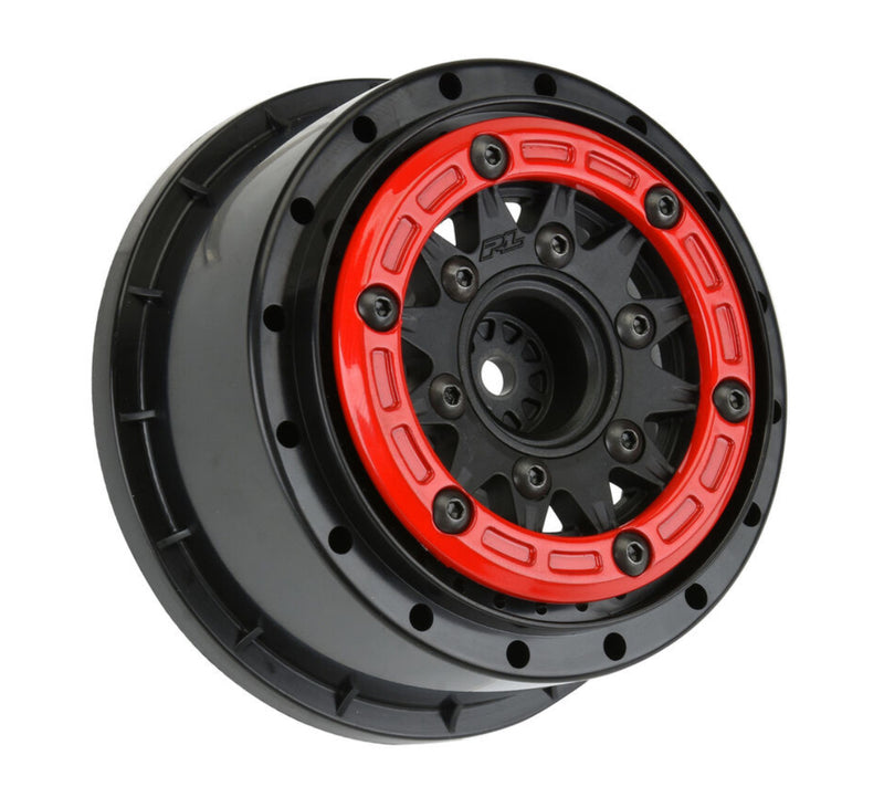 Pro-line 1/10 Raid Bead-Loc Fr/Rr 2.2"/3.0" 12 & 14mm SC Wheels (2) Red/Black