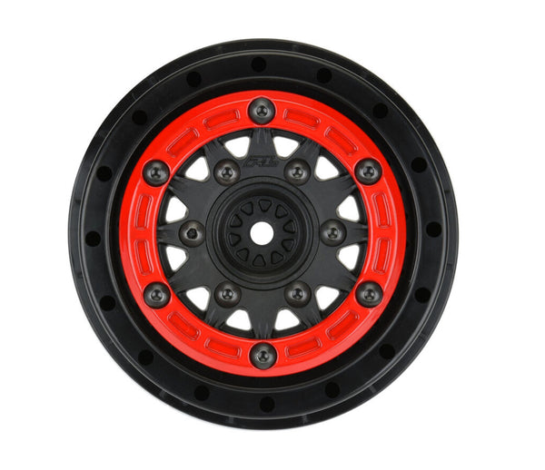 Pro-line 1/10 Raid Bead-Loc Fr/Rr 2.2"/3.0" 12 & 14mm SC Wheels (2) Red/Black