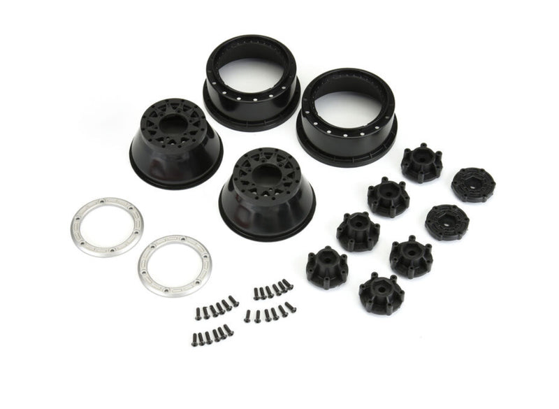 Pro-line 1/10 Raid Bead-Loc Fr/Rr 2.2"/3.0" 12 & 14mm SC Wheels (2) Silvr/Blk