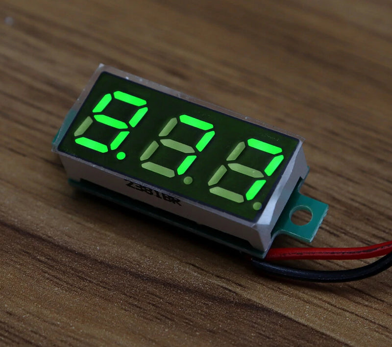 DC Voltmeter Adjustable Voltage Meter Digital Green Display 0.28 Inch Two-wire 2.5-30V