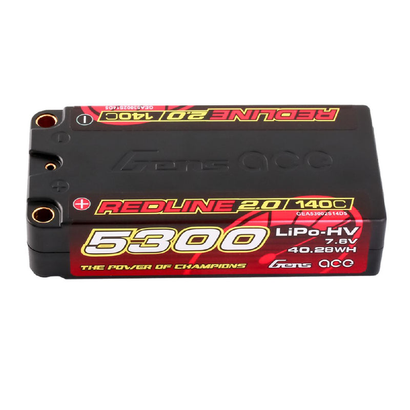 Gens Ace Redline 2.0 5300mAh 2S2P 7.6V 140C HV Shorty LiPo