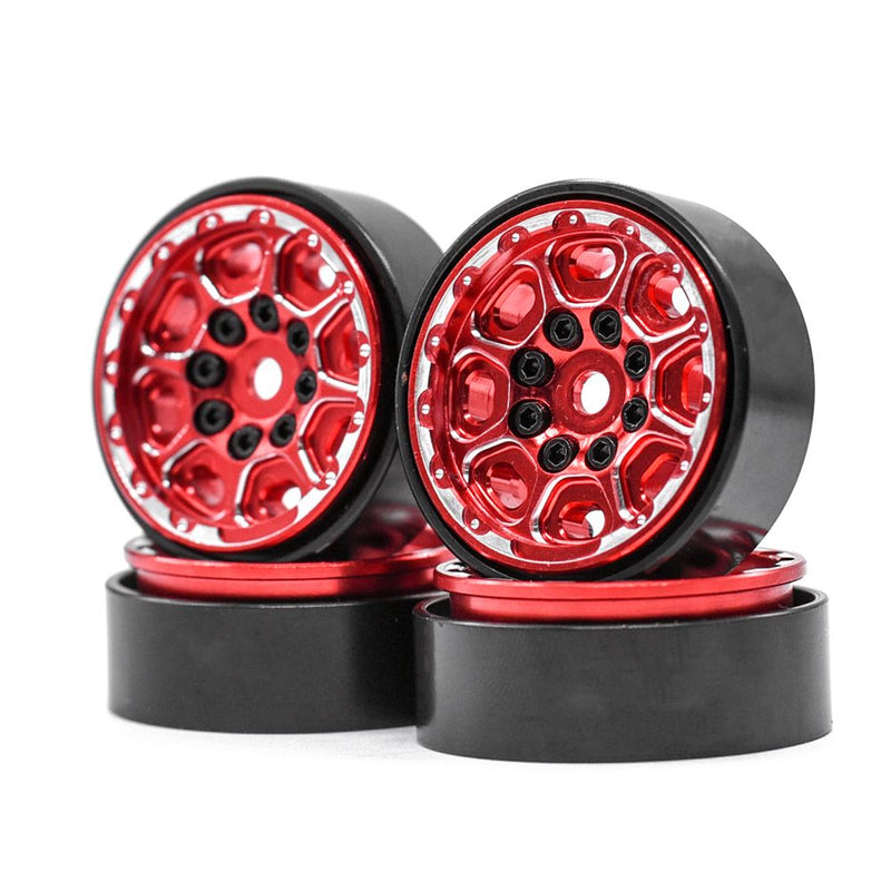 Hobby Details 1.0" CNC Beadlock Wheels, TRX-4M (Black/Red) (4)