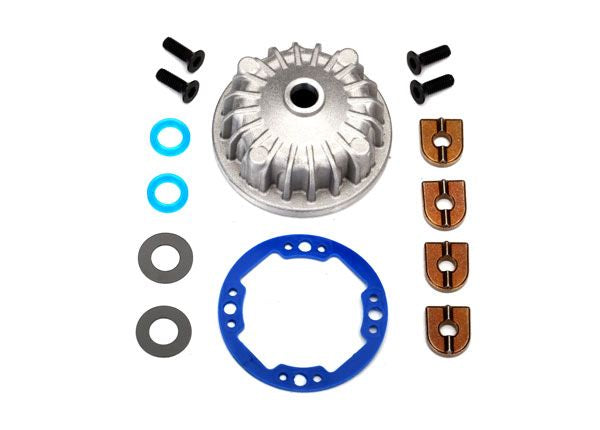 Traxxas Housing, center differential (aluminum)/ x-ring gaskets