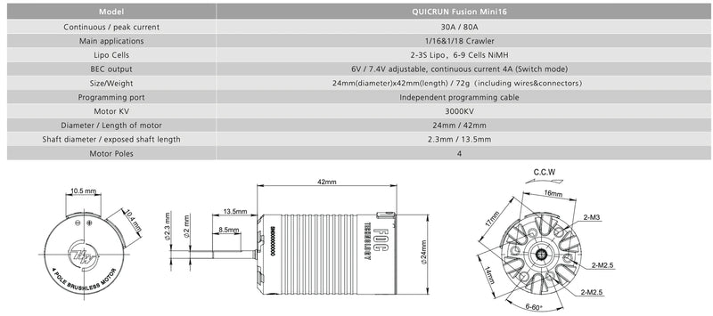 QUICRUN Fusion Mini16 (2in1 FOC system)