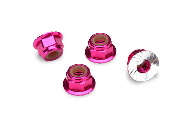 Traxxas 4mm Aluminum Flanged Serrated Nuts x4 Part 1747