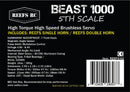 Reefs BEAST 1000 1/5th Scale Waterproof Servo w/ Aluminum Horns - 1080oz 0.08sec@8.4V. **Special order, take up to 4 weeks**