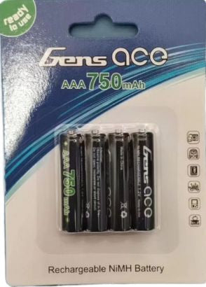 Gens Ace G-Tech 750mAh 1S 1.2V NIMH High Power AAA Battery (4)