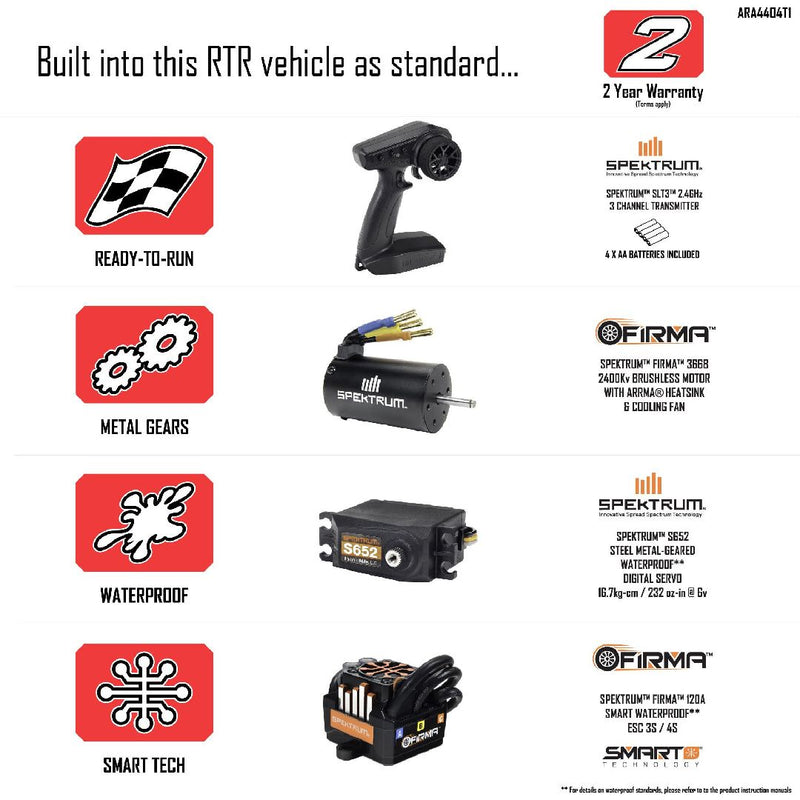 Arrma 1/8 MOJAVE BL-4S 4x4 Scale Desert RTR - White/Red. Ships free across Canada🇨🇦