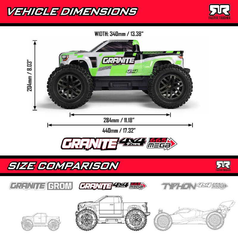 Arrma 1/10 GRANITE 4x4 Monster Truck RTR - Green. **Ships free across Canada 🇨🇦