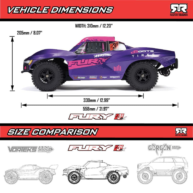 Arrma 1/10 FURY BLX 2wd Short Course RTR - Blue. Ships free across Canada 🇨🇦