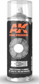 AK Interactive Fine Primer Grey - Spray 400ml (Includes 2 nozzles)