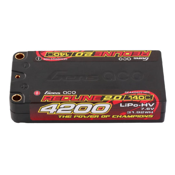 Gens Ace Redline 2.0 4200mAh 2S 7.6V 140C HV Shorty LiPo w/5mm LCG