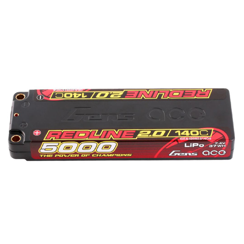 Gens Ace Redline 2.0 5000mAh 2S 7.4V 140C LiPo w/ 5.0mm Bullet LCG