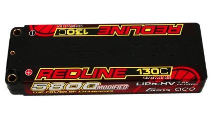 Gens Ace - 1582 - Redline Series 5800mAh 2S2P 7.6V 130C HardCase 56# HV LiPo Battery with 5.0mm Bullet