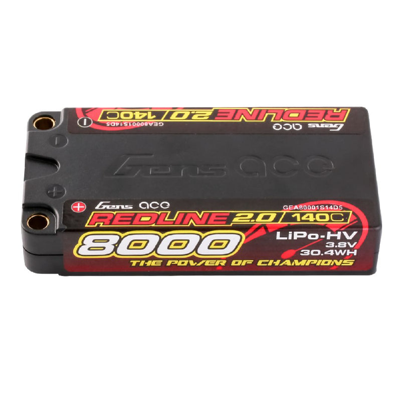 Gens Ace Redline 2.0 8000mAh 1S 3.8V 140C LiPo w/ 5.0mm Bullet