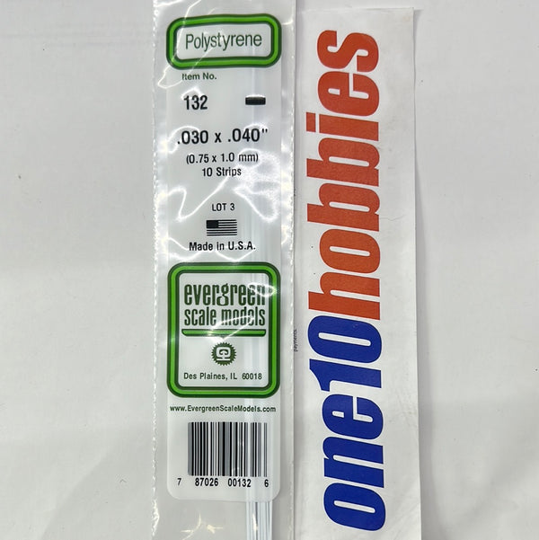 132 .030"X.040"X14" STRIPS . (10/PK)WHITE