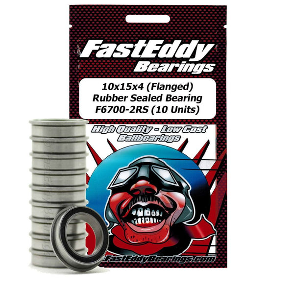 Fast Eddy ***FLANGED***10x15x4 Rubber Sealed Bearings F6700-2RS  (10)