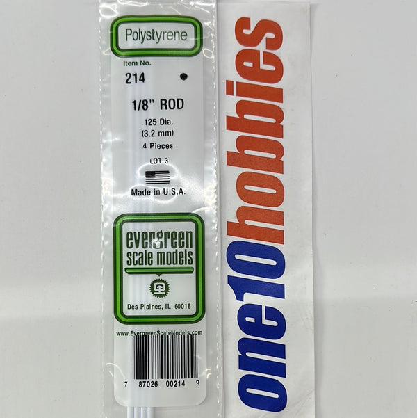 214 .125"X14" Rods WHITE POLYSTYRENE RODS . (4 PER PACK)