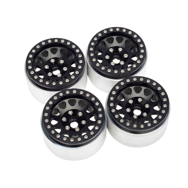 Hobby Details 1.9" Aluminum Triangle-Round Beadlock Crawler Wheels - Black (4)