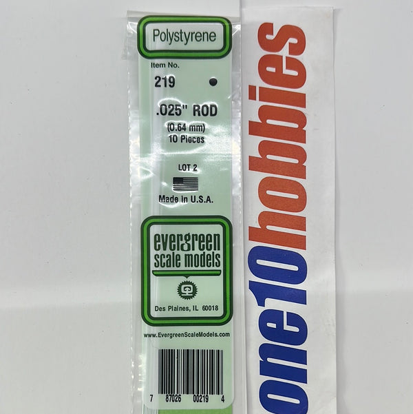 219 .025" 14" RODS WHITE POLYSTYRENE 10 PER PACK