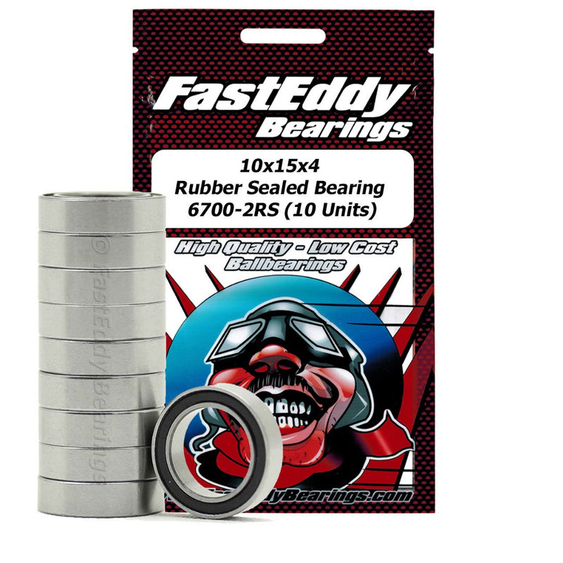 Fast Eddy 10x15x4 Rubber Sealed Bearings 6700-2RS (10)