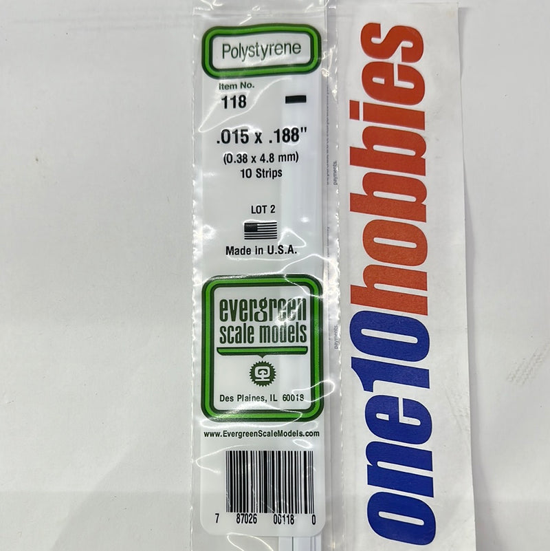 118 .015"X.188"X14" DIMENSIONAL STRIPS . (10/PK)WHITE