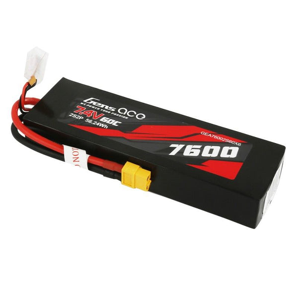 Gens Ace 2S 7600mAh 60C LiPo Battery - XT60 Plug
