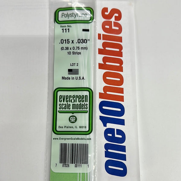 111 .015"X.030"X14" DIMENSIONAL STRIPS . (10/PK)WHITE