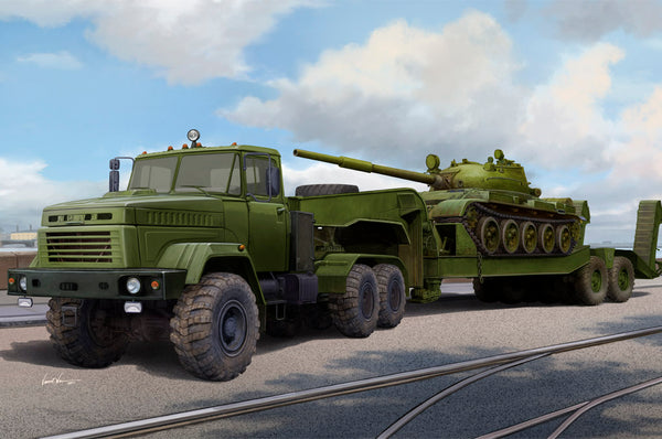 Hobby Boss 1/35 Ukraine KrAZ-6446 Tractor with MAZ/ChMZAP-5247G Semitrailer and Russian 7-62 Mod 1960 Tank