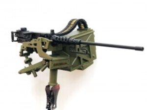 BA Model Studio 1/10 Scale Model M2HB Browning .50 Caliber Machine Gun Replica (Large Ammo Box wo/ Shield)